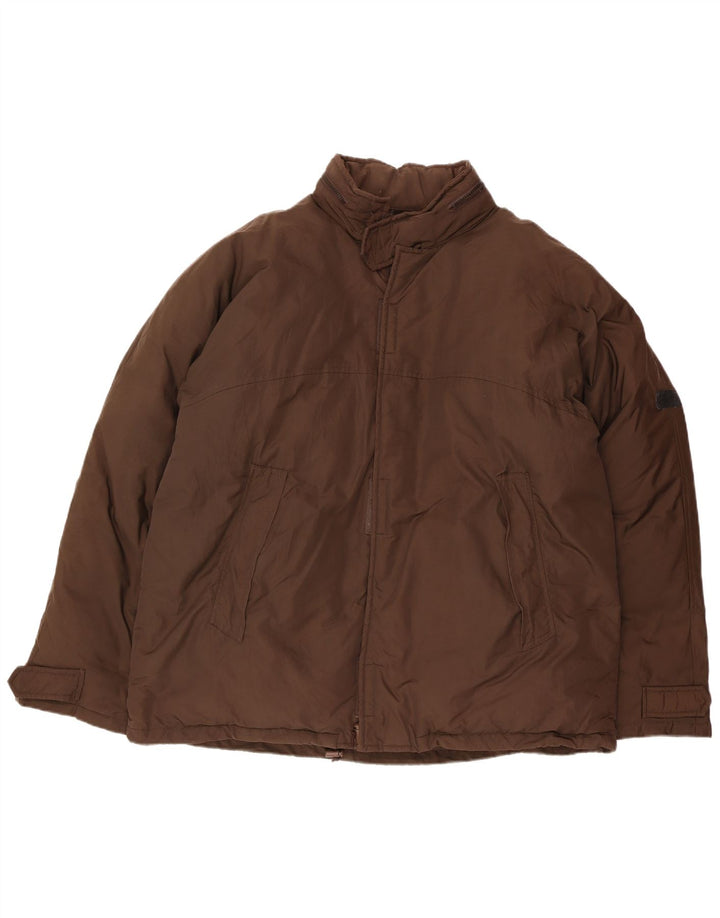 CALVIN KLEIN JEANS Chaqueta acolchada con capucha para hombre UK 42 XL Nylon marrón