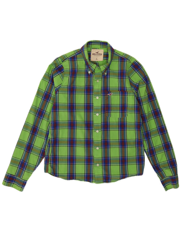 Camisa Hollister California XL de algodón a cuadros verdes para hombre