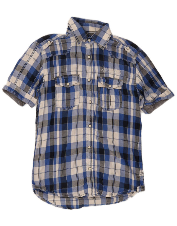 Jack & Jones Camisa Militar De Manga Corta De Algodón A Cuadros Azul Pequeño Hombre