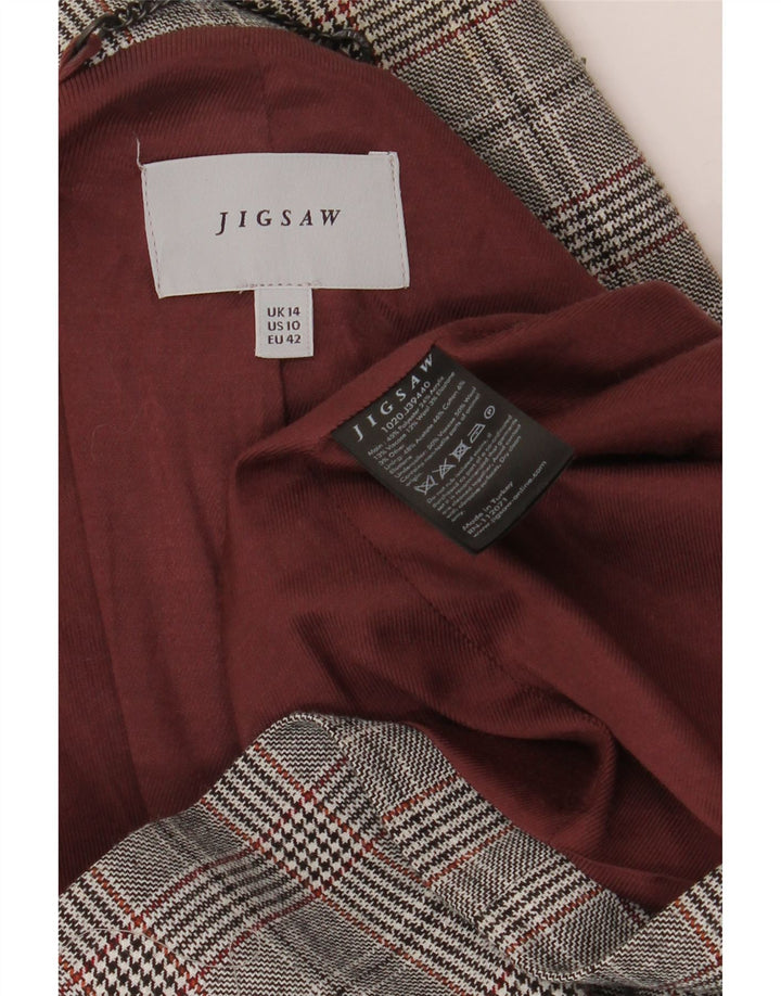 JIGSAW Chaqueta tipo blazer con doble botonadura para mujer UK 40 Large Grey Houndstooth