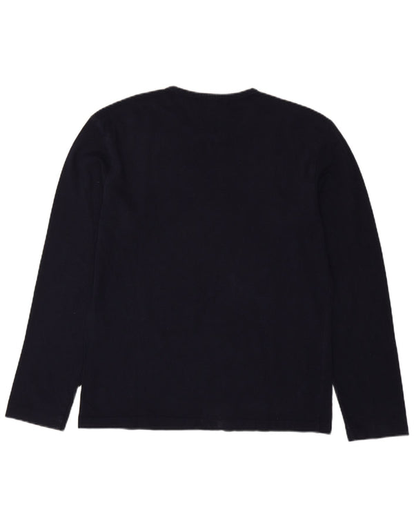 Calvin Klein Top gráfico para hombre de manga larga de algodón azul marino medio