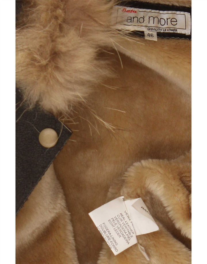 Bata and More Chaqueta de piel de oveja con capucha para mujer IT 46 Large Brown Leather