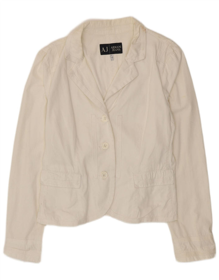Armani Jeans Chaqueta Blazer de 3 Botones para Mujer UK 18 XL Algodón Blanco