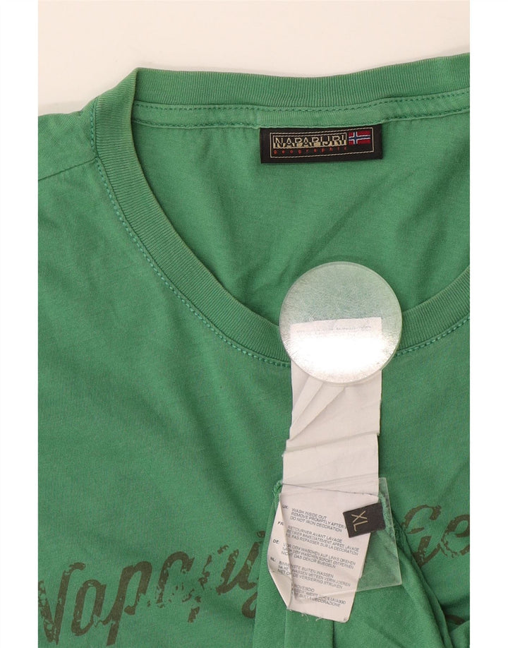 Napapijri Hombre Camiseta Gráfica Top XL Algodón Verde