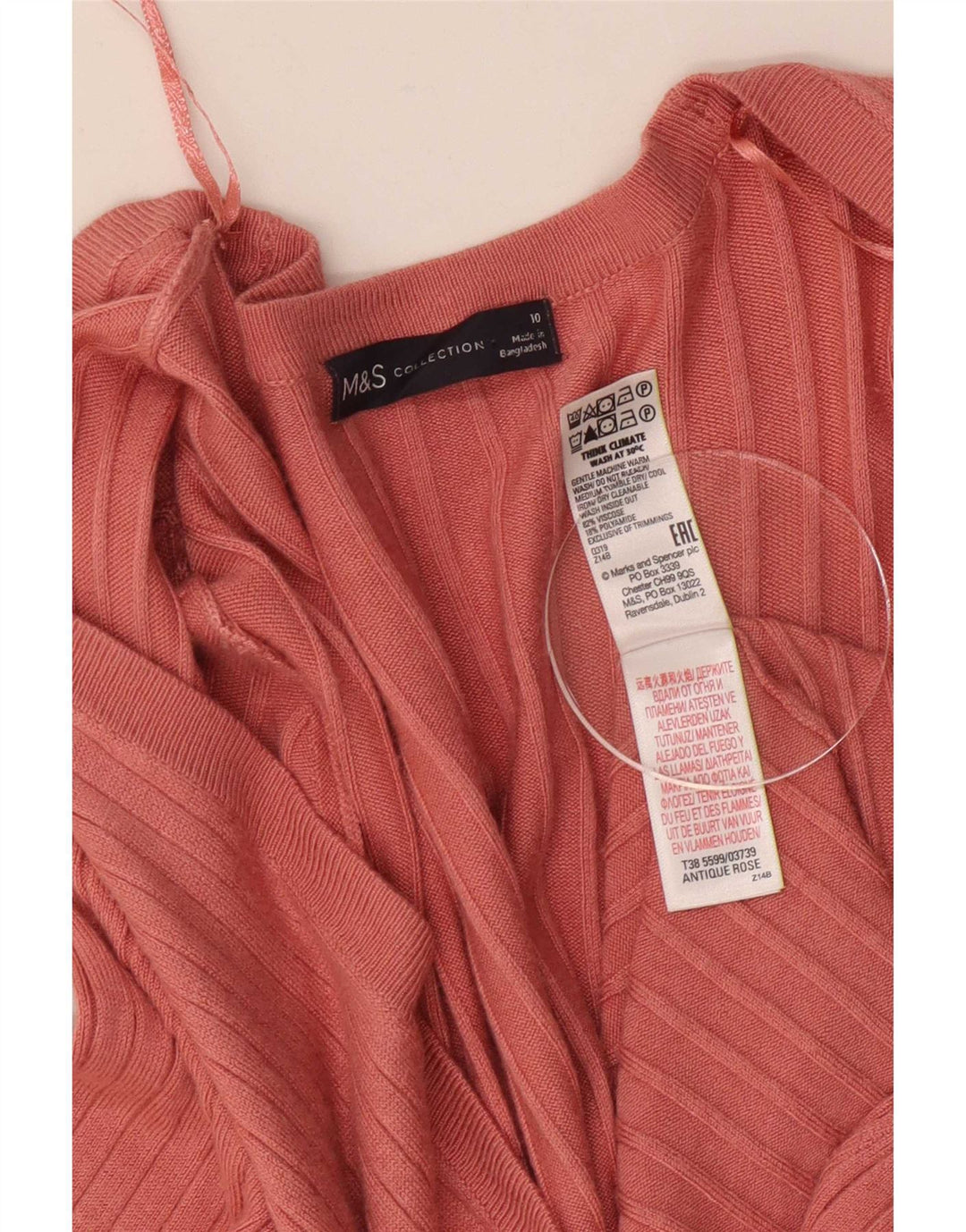 Marks & Spencer Suéter Cárdigan Abierto Largo para Mujer UK 10 Small Pink