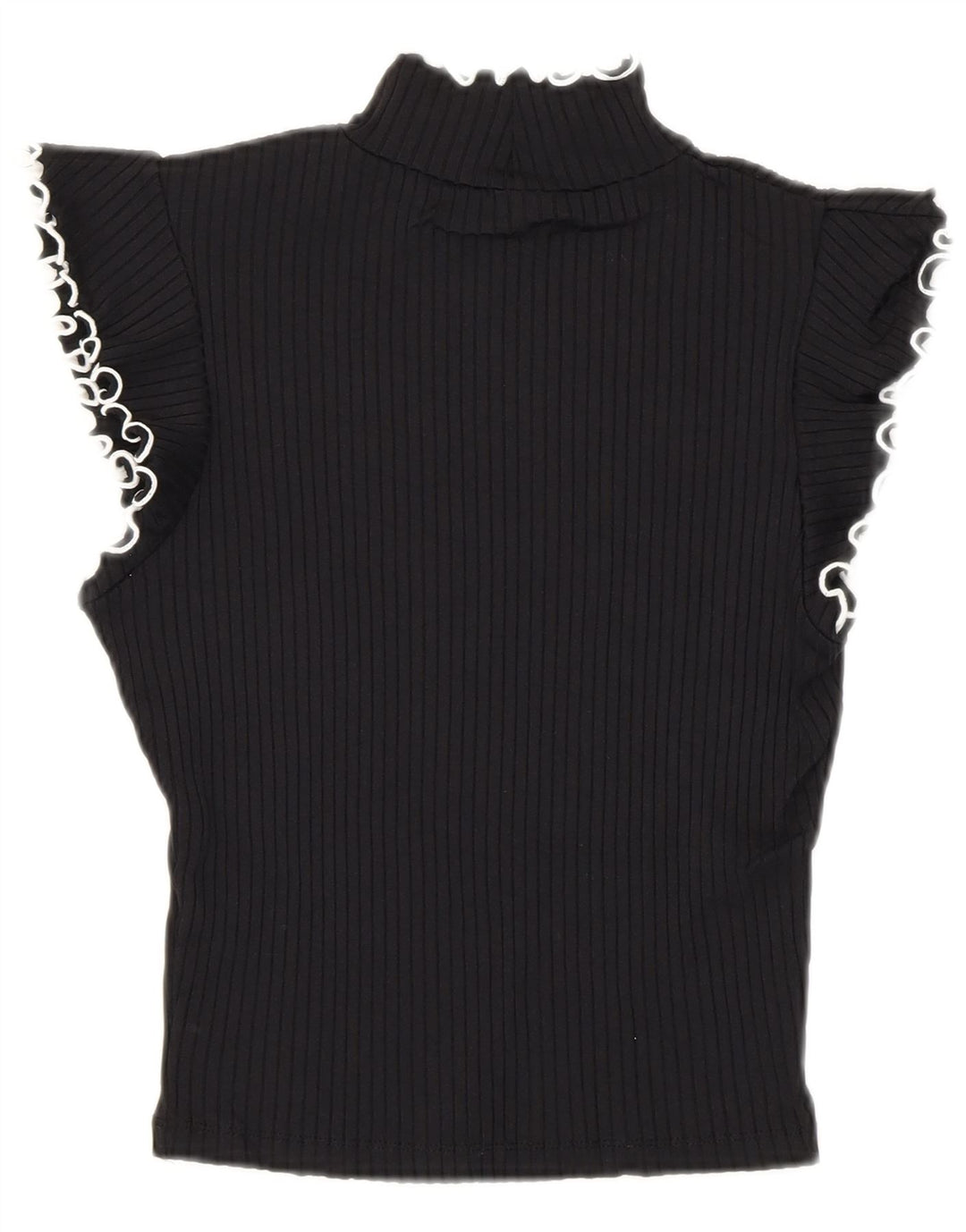 Zara Mujer Blusa Corta Top UK 8 Small Poliamida Negra
