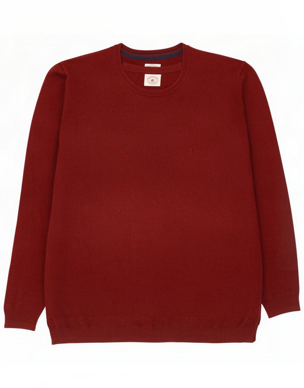 Fat Face Suéter alto con cuello redondo para hombre 3XL Algodón burdeos