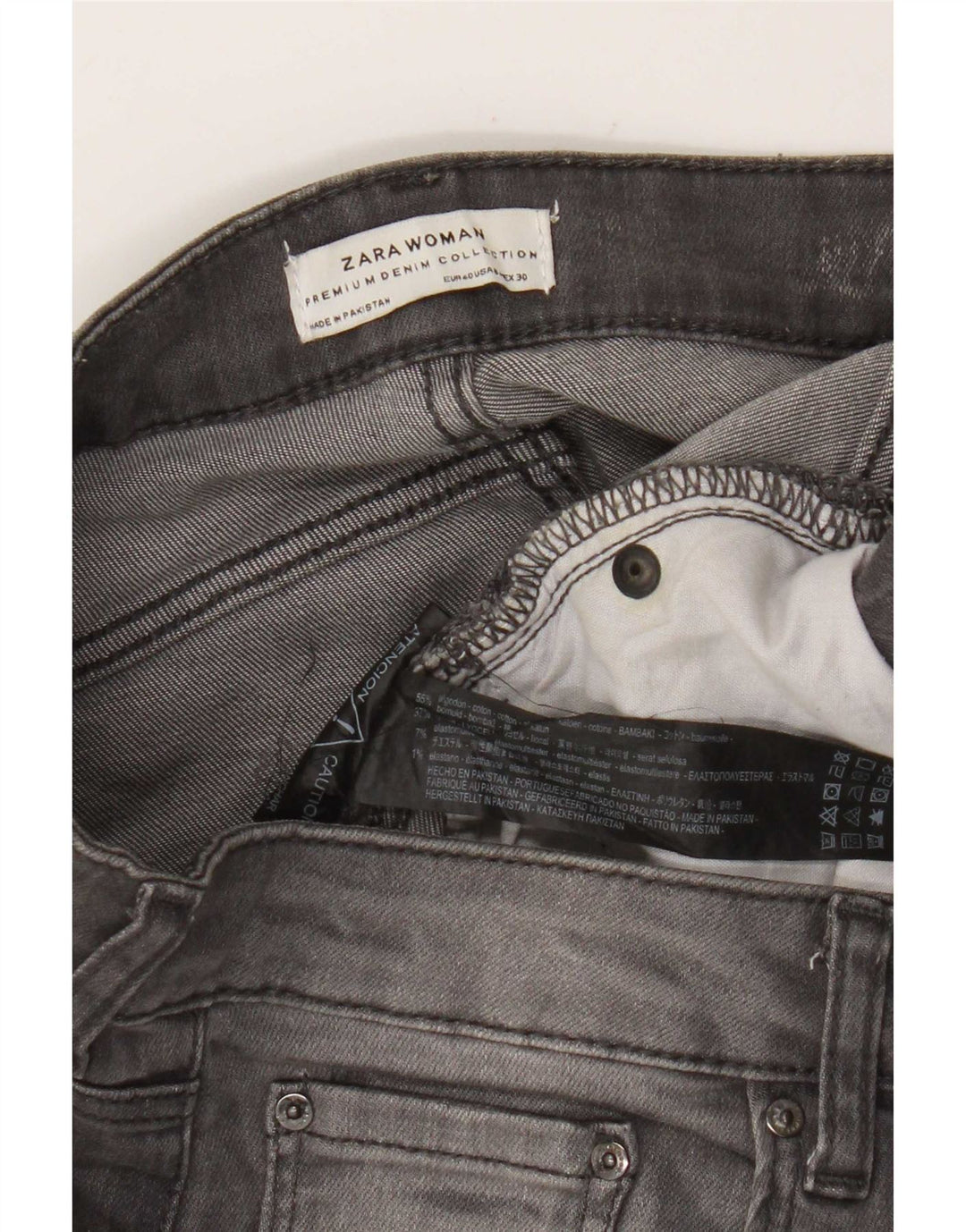Zara Jeans Cortos Mujer EU 40 Mediano W30 L25 Algodón Gris