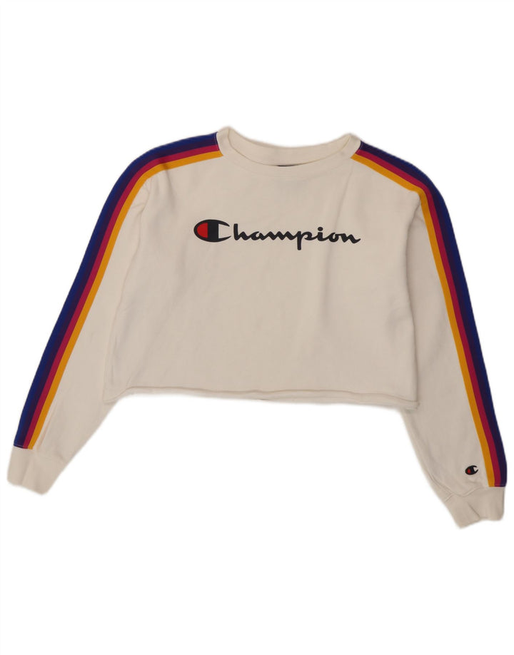Champion Sudadera con gráfico extragrande para mujer UK 10 Small White