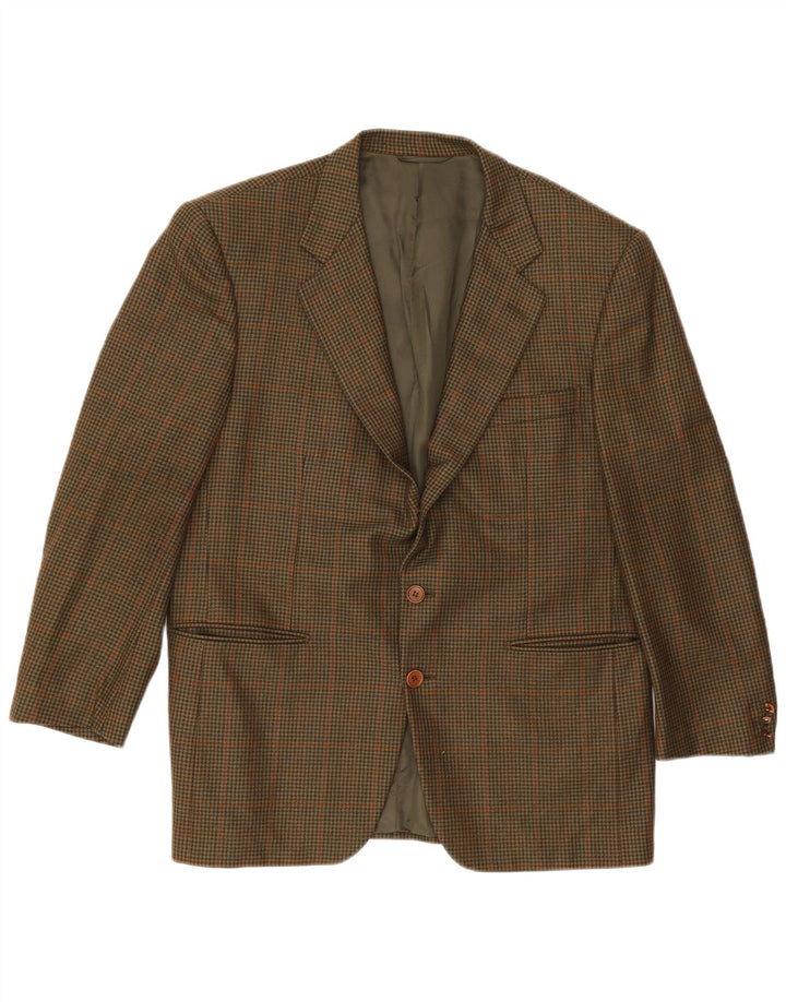 Galtrucco Chaqueta tipo blazer de corte regular para hombre IT 50 Large Khaki Houndstooth