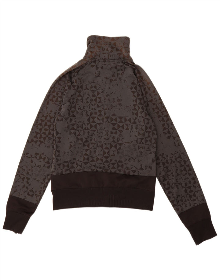 Puma Mujer Chándal Top Chaqueta UK 10 Pequeño Gris Geométrico Poliéster
