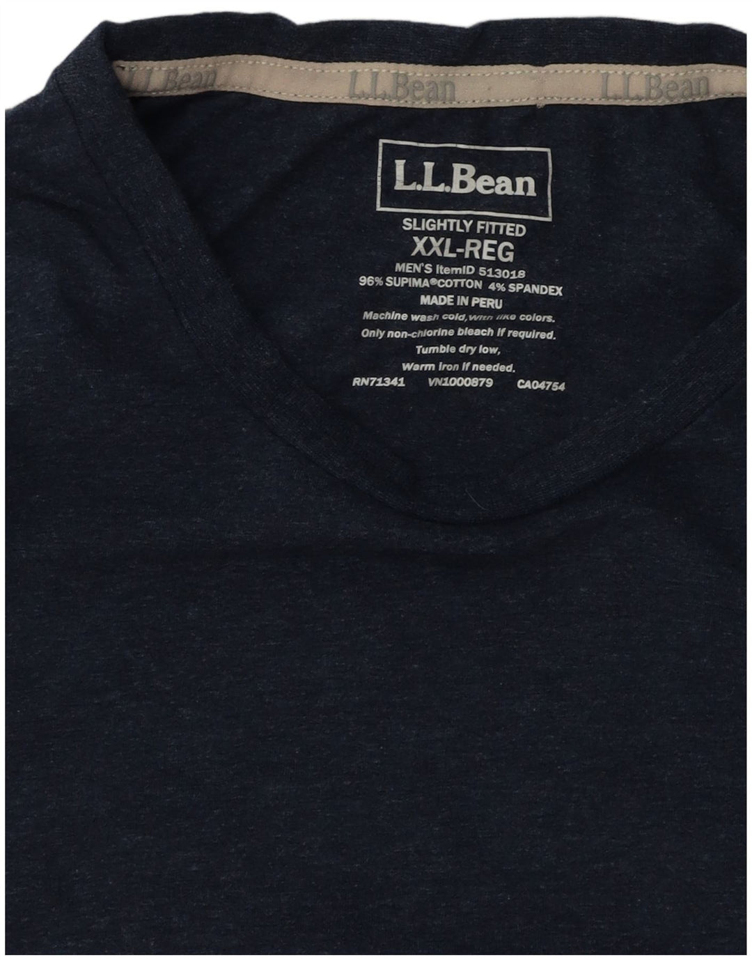 L.L.BEAN Camiseta ligeramente ajustada para hombre Top 2XL Algodón azul marino