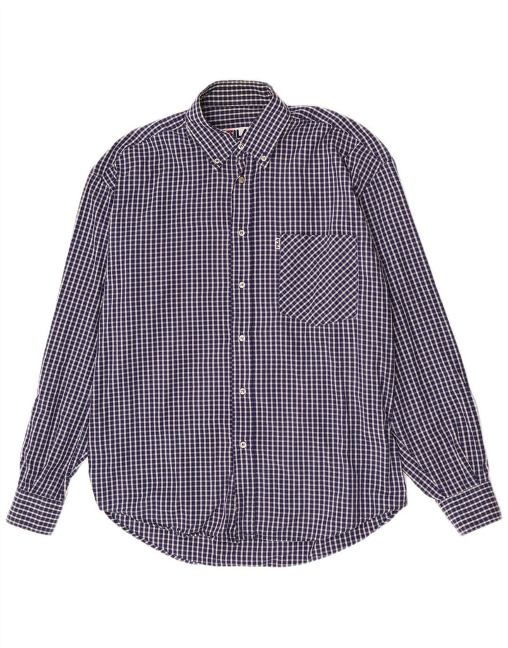 Fila Camisa de corte regular para hombre de algodón a cuadros en azul marino mediano