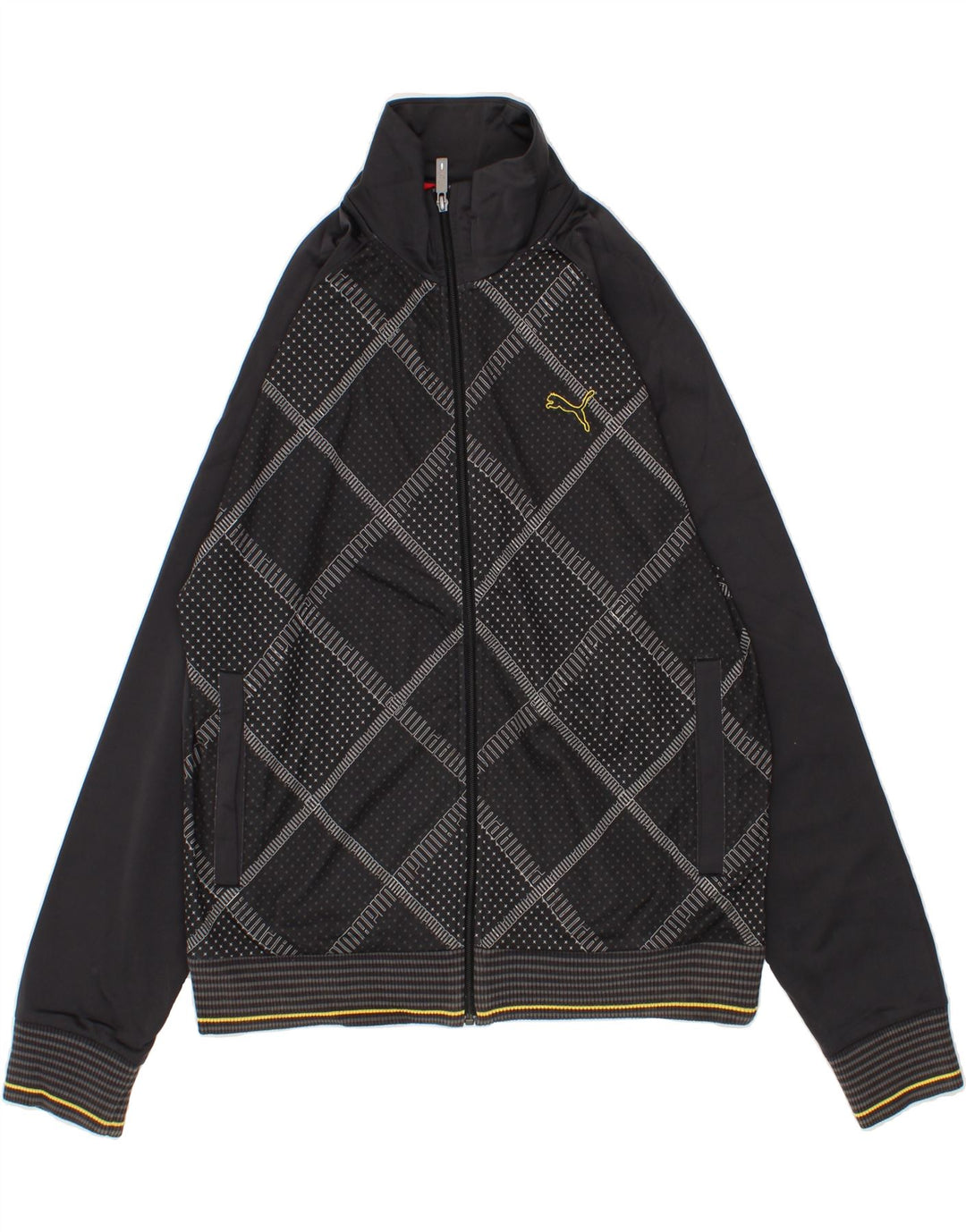 PUMA Chaqueta superior de chándal con gráfico para hombre Poliéster geométrico gris grande