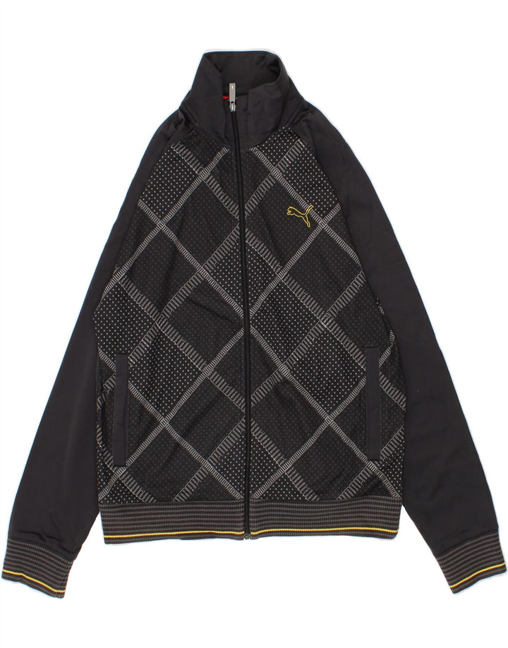 PUMA Chaqueta superior de chándal con gráfico para hombre Poliéster geométrico gris grande