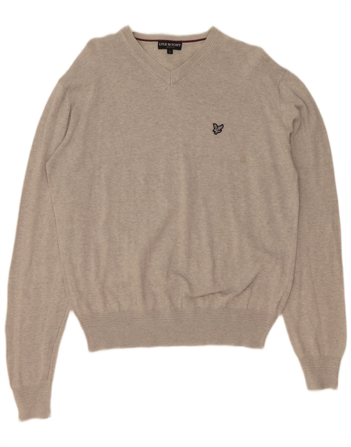 Lyle & Scott Heritage - Jersey con cuello en V para hombre, talla grande, algodón gris
