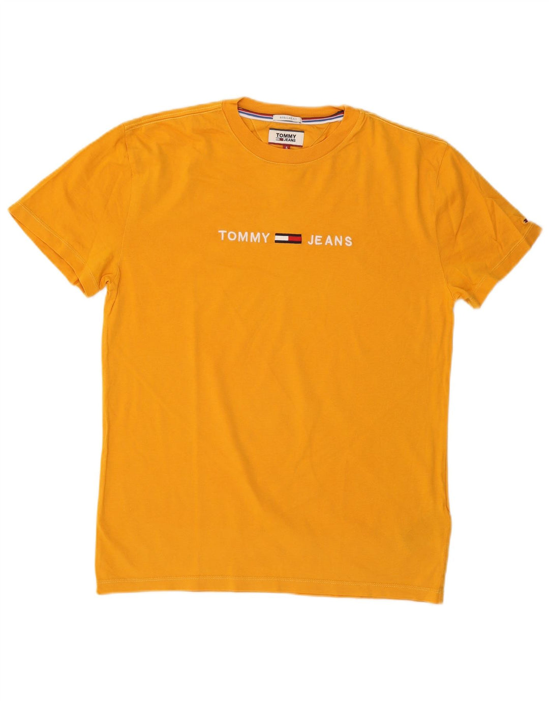 TOMMY HILFIGER Camiseta gráfica de ajuste regular para hombre Top pequeño de algodón amarillo