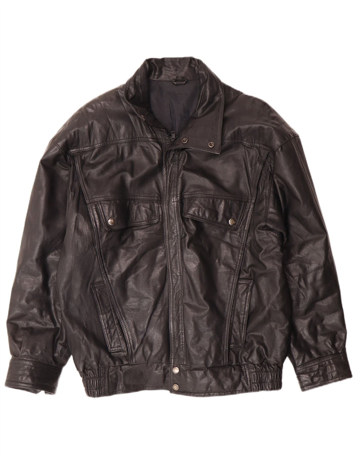 VINTAGE Chaqueta de cuero para hombre IT 50 Cuero negro grande