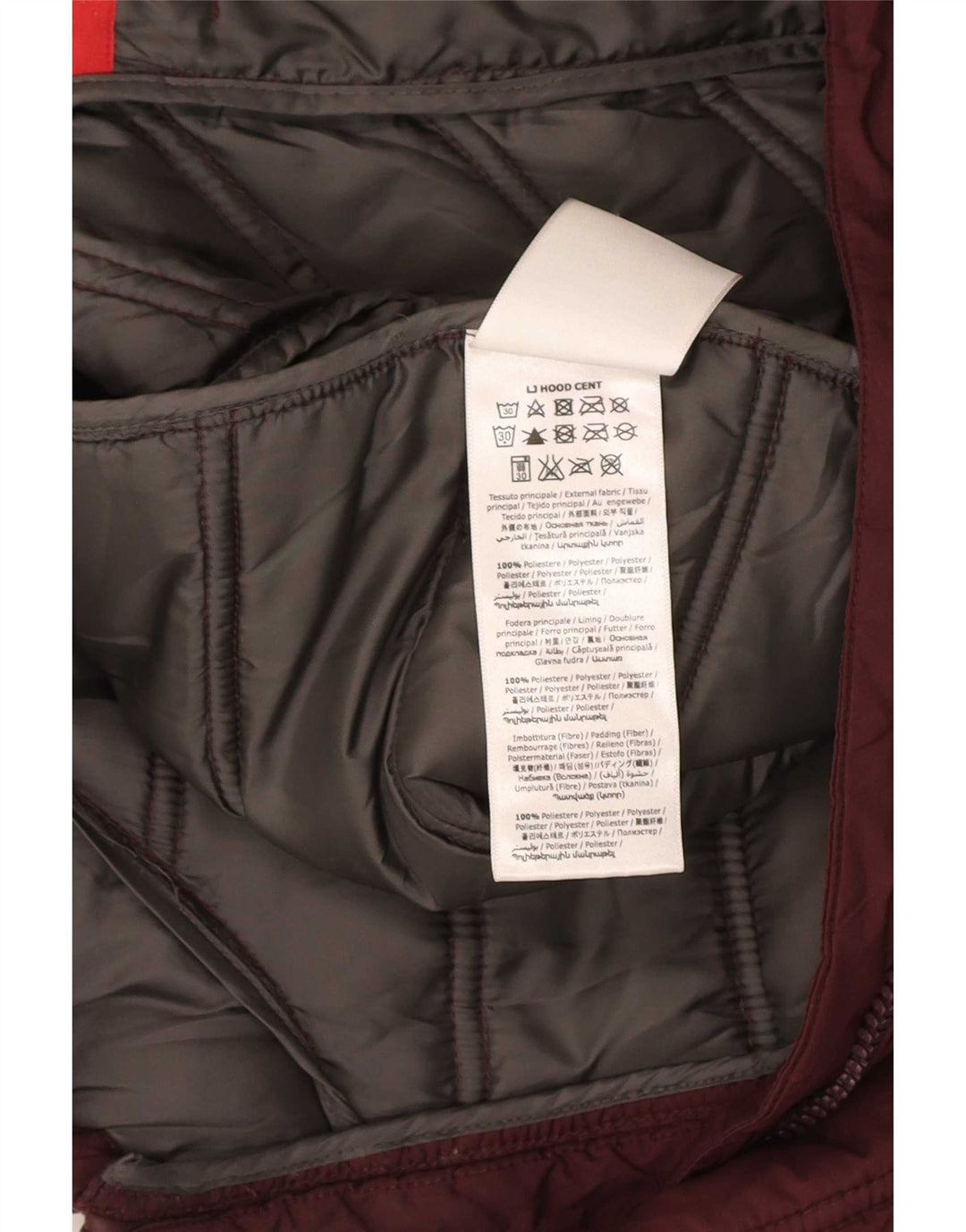 Chaqueta acolchada con capucha para hombre Liu Jo UK 38 Poliéster burdeos mediano