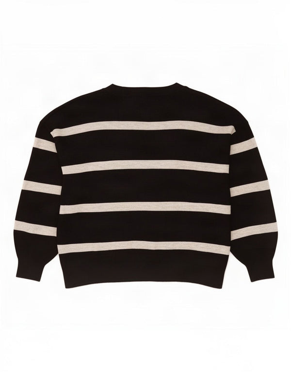 Marks & Spencer Suéter con Cuello en V para Mujer UK 40 XL Rayas Negras