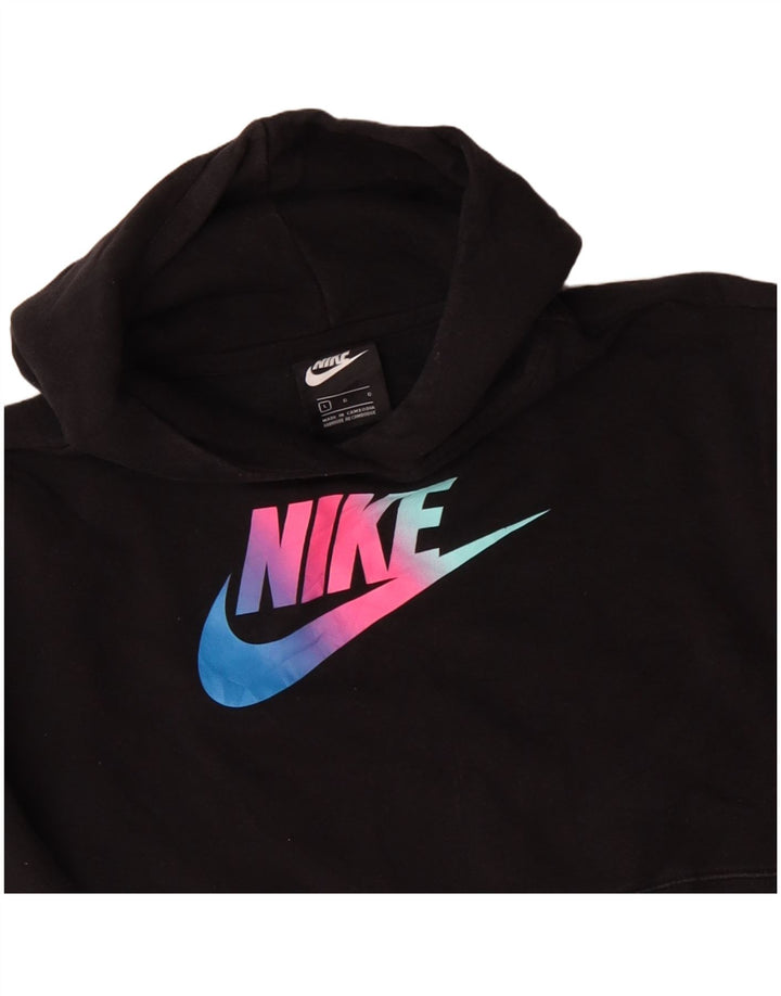 NIKE Jersey con capucha y gráfico corto para niñas 12-13 años Grande Algodón negro