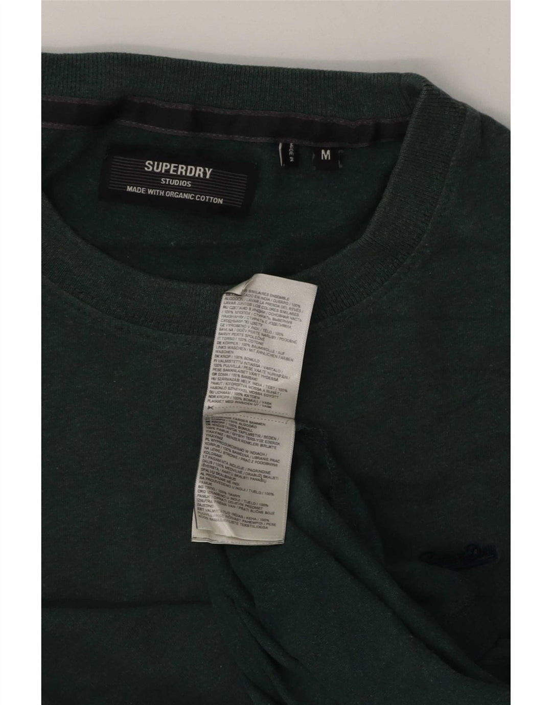 Superdry Hombre Camiseta Top Algodón Verde Medio