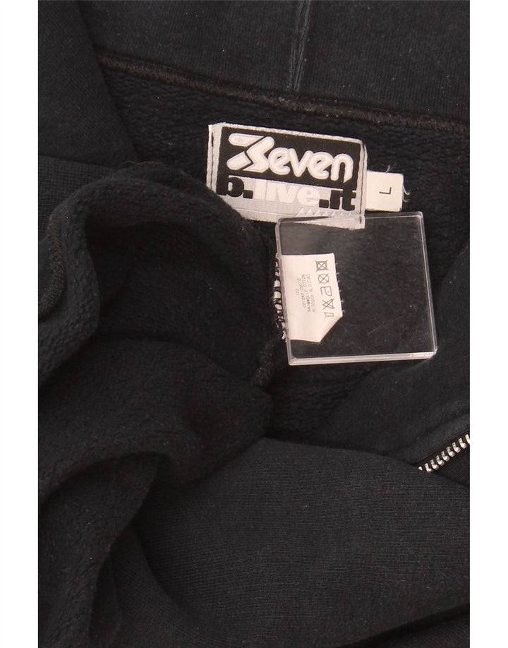 SEVEN 7 Hombre Sudadera con gráfico y cuello con cremallera Jumper Large Azul marino Algodón