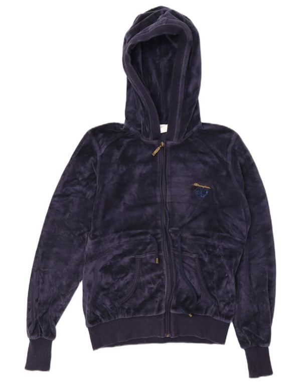 Champion Sudadera con capucha y cremallera de terciopelo para mujer UK 10 Small Azul marino