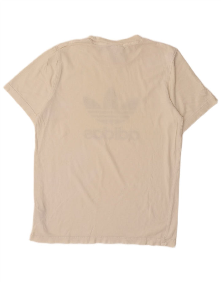 ADIDAS Camiseta gráfica para hombre Top pequeño de algodón blanco roto