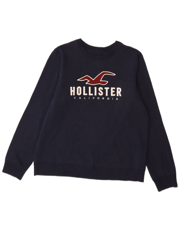 Hollister Hombre Sudadera Gráfica Jumper Medium Azul Marino Algodón
