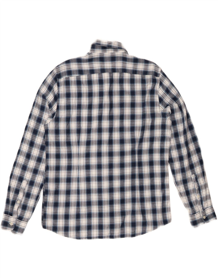 REISS Camisa de franela de corte regular para hombre XL Algodón a cuadros azul marino