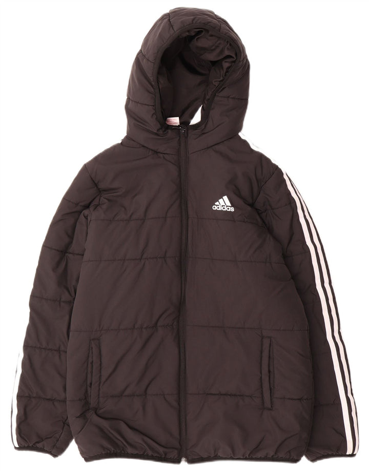 Adidas Chaqueta acolchada con capucha para niño 13-14 años Negro Poliéster