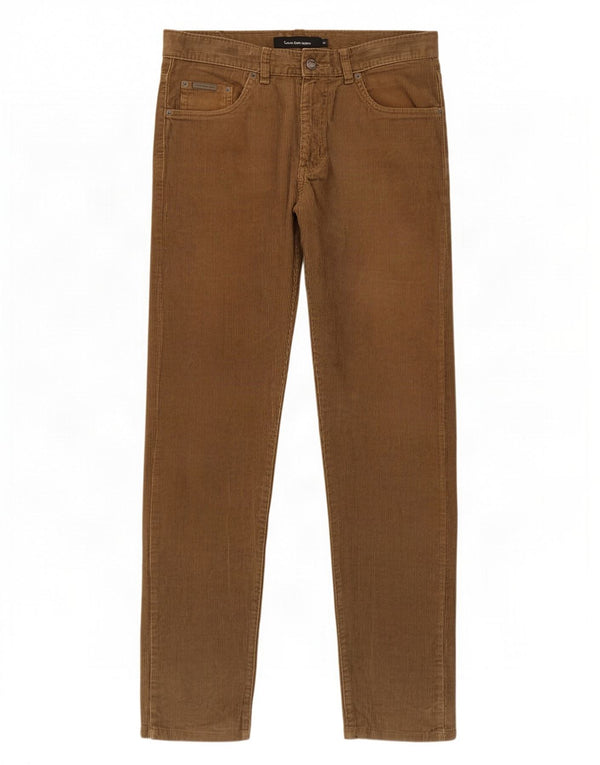 Calvin Klein Pantalones de pana ajustados para hombre W30 L29 Algodón beige