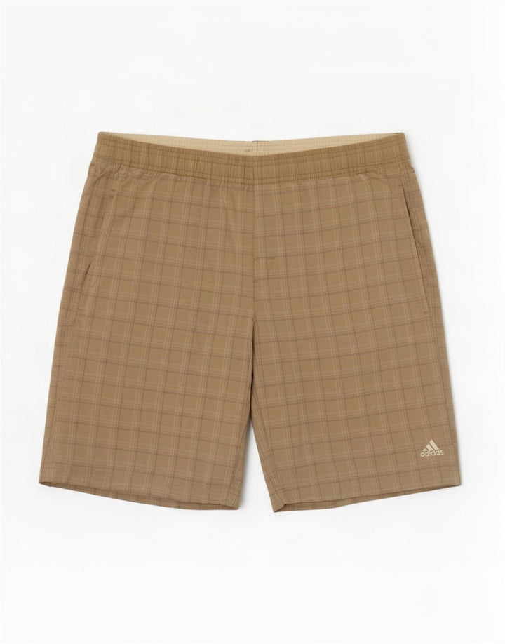 Adidas Hombre Bañador Corto Grande Beige Cuadros Poliéster