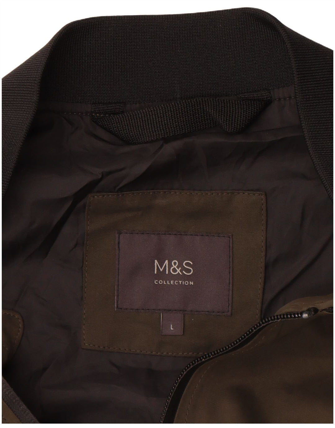 Marks & Spencer Chaqueta Bomber para Hombre Poliéster Caqui Grande