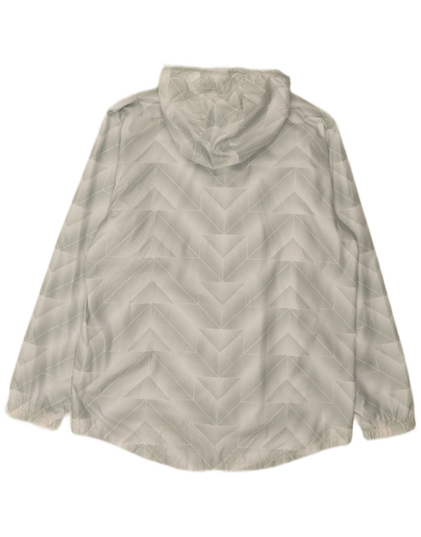 Adidas Chaqueta impermeable con capucha para hombre UK 40 Poliéster geométrico gris grande