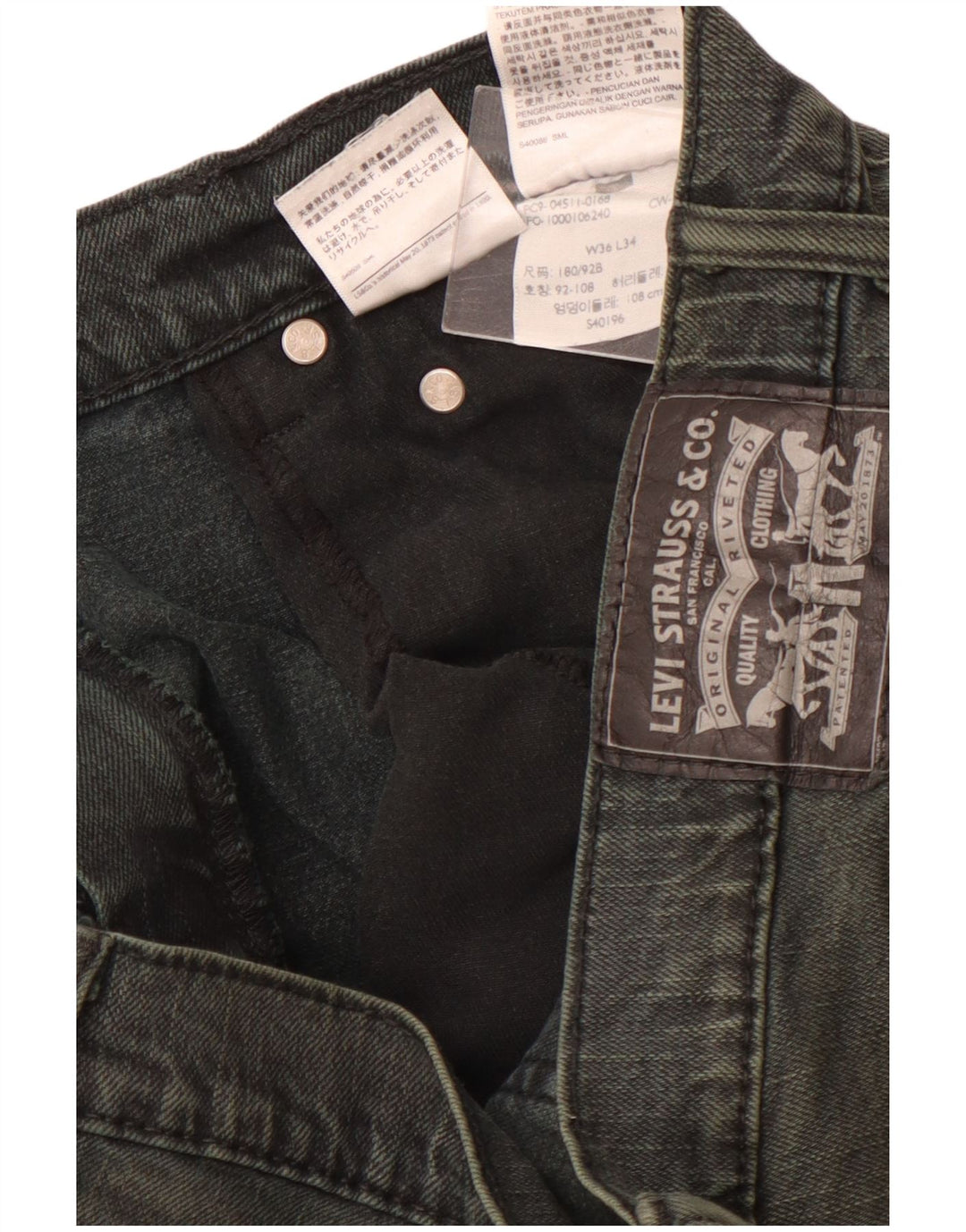 LEVI'S Vaqueros rectos para hombre W36 L34 Algodón verde