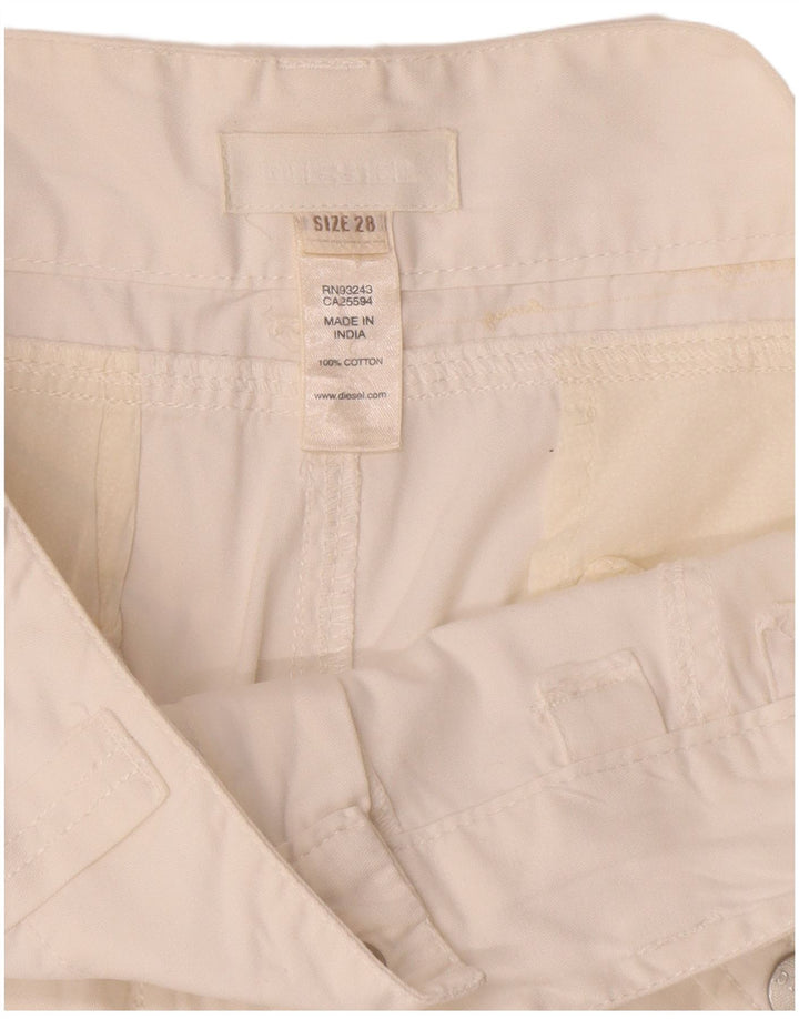 Pantalones Cortos Cargo Diesel Mujer W28 Algodón Blanco Mediano