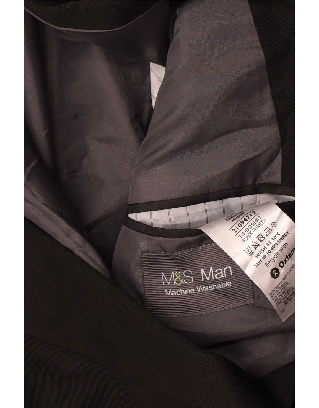 Marks & Spencer Chaqueta tipo blazer de 2 botones para hombre UK 48 2XL Poliéster negro