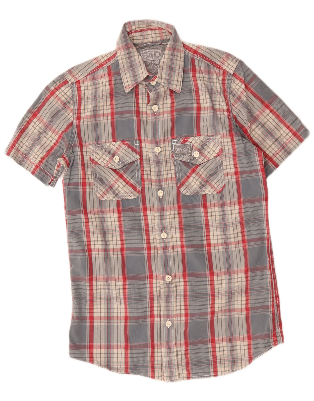 Superdry Camisa De Manga Corta Para Hombre De Algodón A Cuadros Azul Pequeño