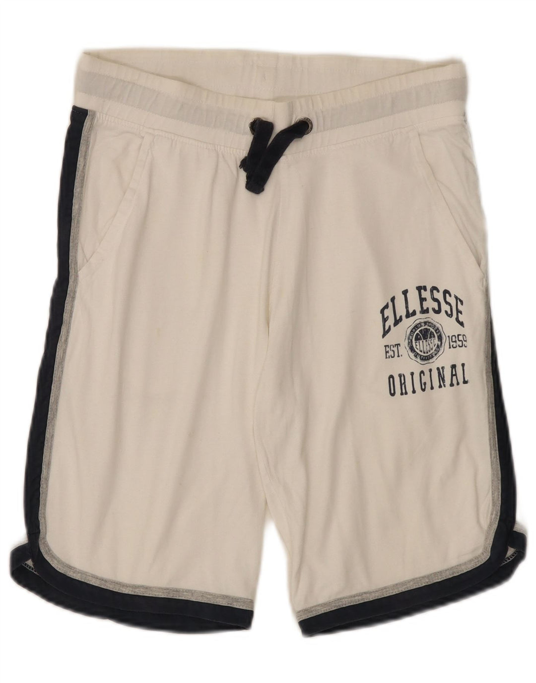 Ellesse Pantalones Cortos Deportivos Gráficos para Hombre Talla Mediana Color Blanco Bloque de Colores Algodón