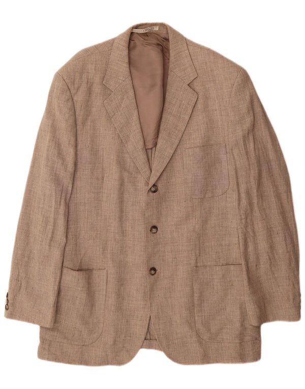 Marks & Spencer Chaqueta tipo blazer de 3 botones para hombre UK 42 Large Beige Linen