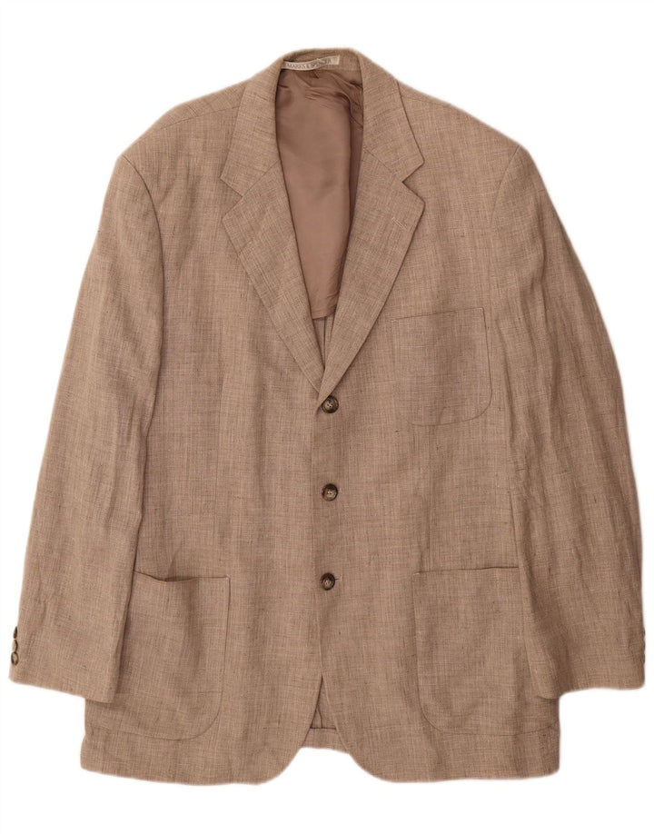 Marks & Spencer Chaqueta tipo blazer de 3 botones para hombre UK 42 Large Beige Linen