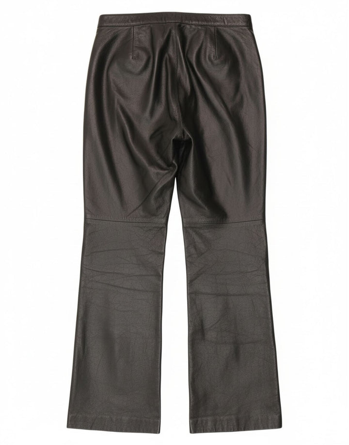 Vintage mujer bootcut pantalones de cuero IT 44 Medio W28 L30 Cuero Negro