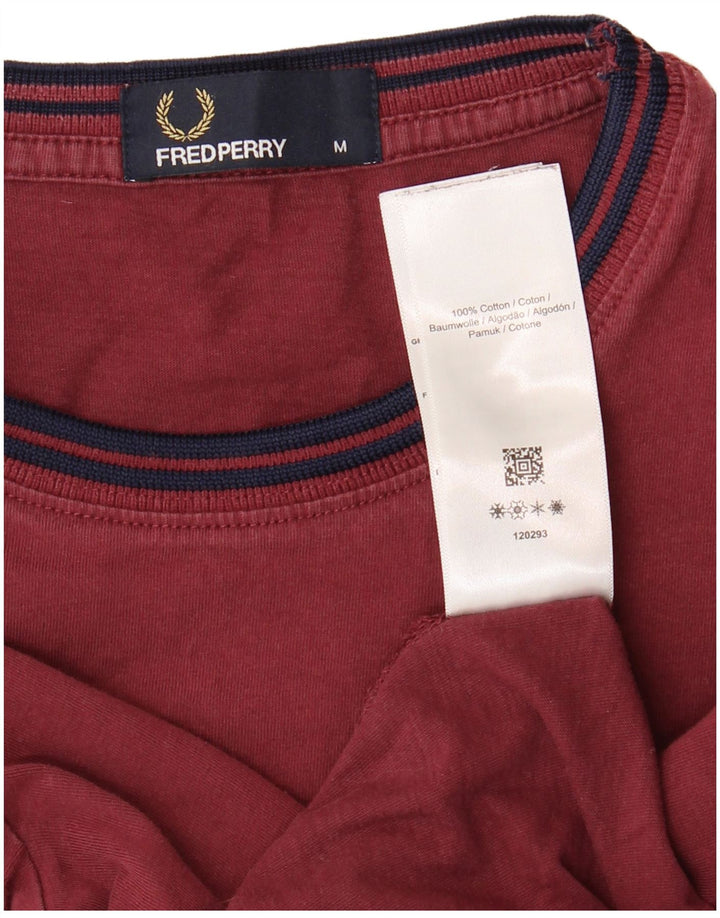 FRED PERRY Camiseta de hombre Top Medium Borgoña Colorblock Algodón