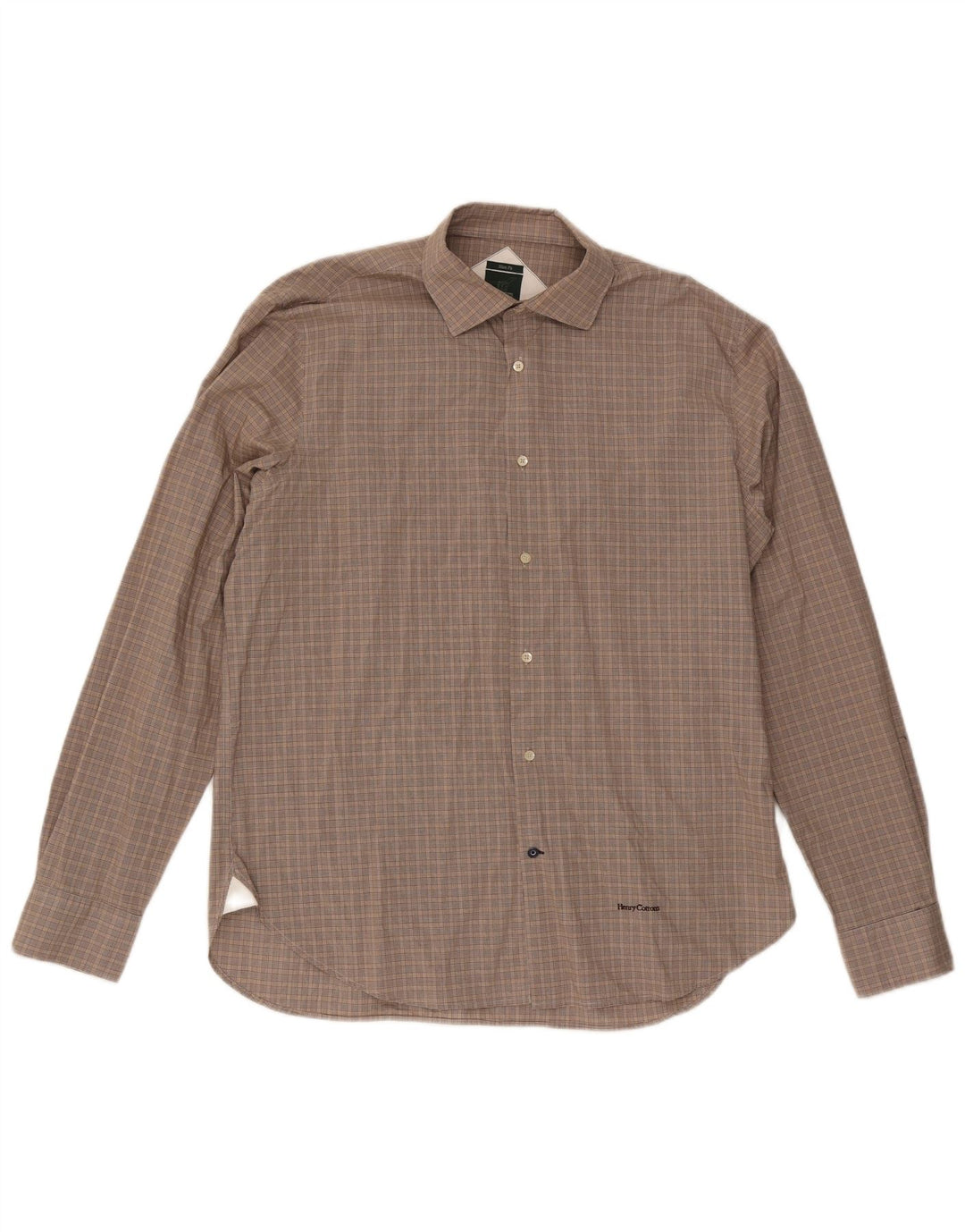 Henry Cottons Camisa ajustada para hombre talla 43 Cuadros grises grandes