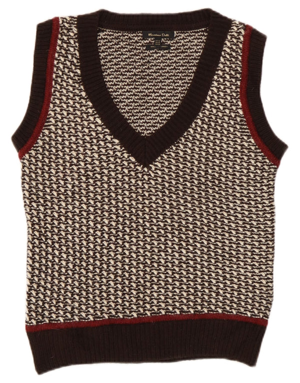 Massimo Dutti Camiseta Sin Mangas Mujer UK 6 XS Marrón Acrílico Moteado