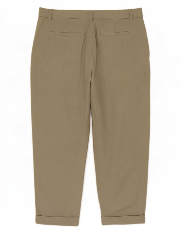 Zara Pantalón chino recto para mujer EU 42 Large W32 L26 Khaki Linen