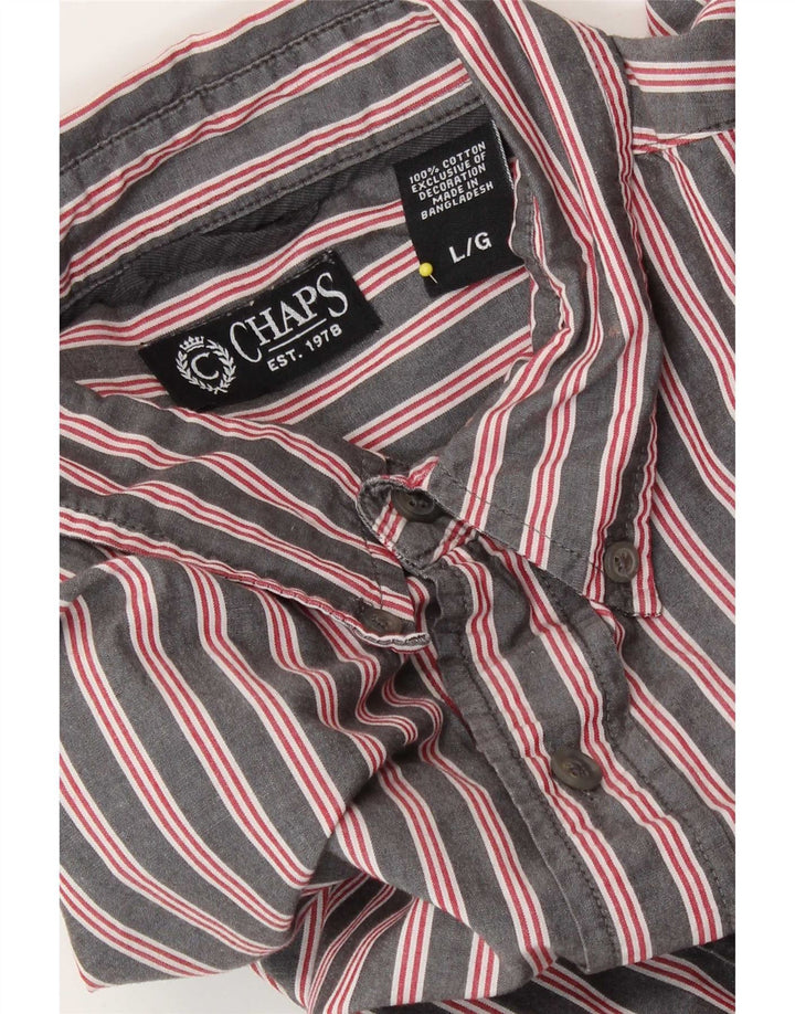 Chaps Camisa para hombre grande de algodón a rayas grises