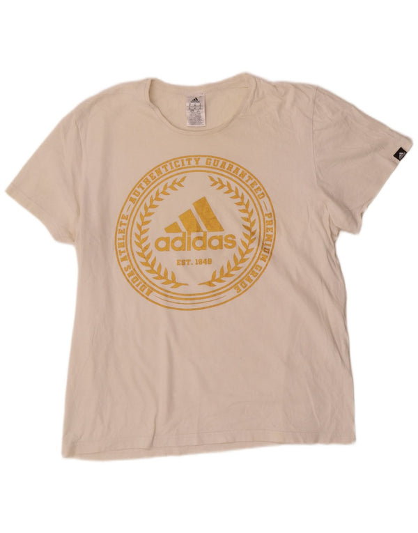 Adidas Camiseta gráfica para hombre Top XL Off White Cotton